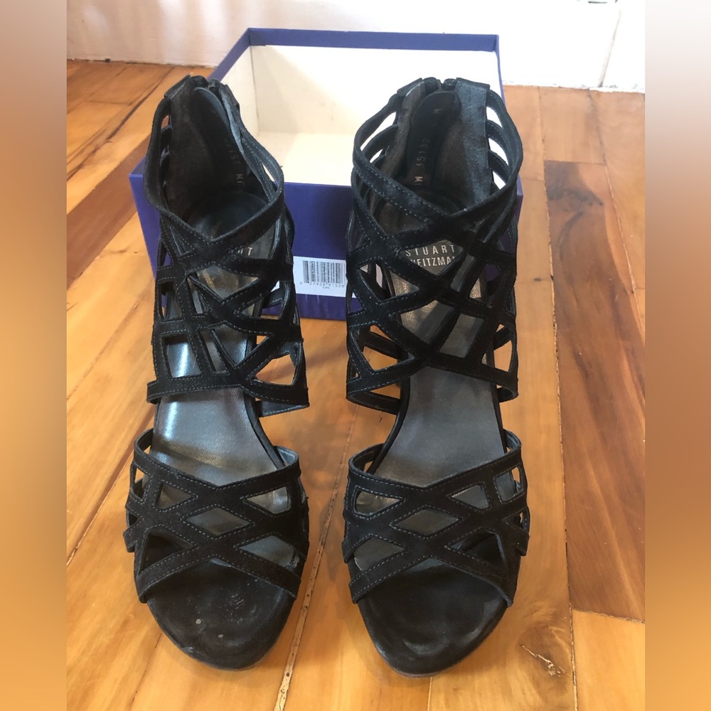 Stuart Weitzman Array Nubuc Black Platform Sandal… - image 1